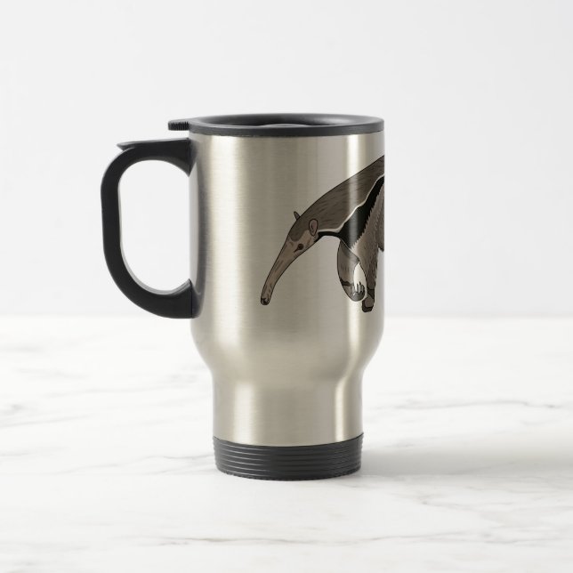 Anteater cartoon illustration  travel mug (Left)