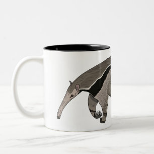 Anteater cartoon illustration  Two-Tone coffee mug