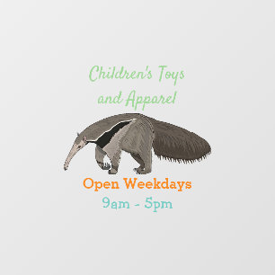 Anteater cartoon illustration window cling