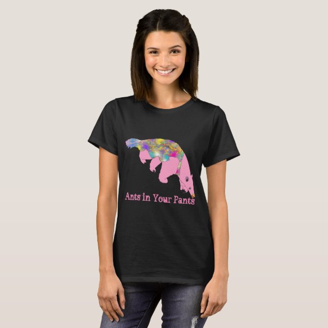 Anteater Funky Psychedelic Pink Funny Slogan T-Shirt (Front Full)