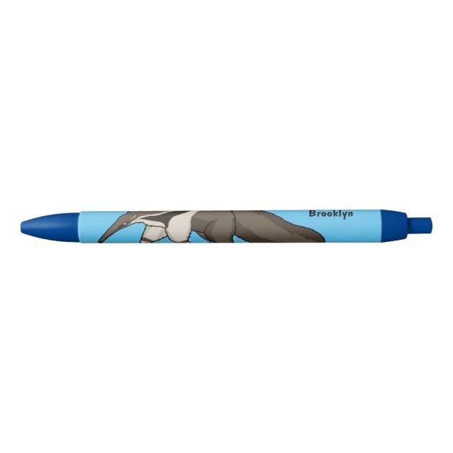 Anteater happy cartoon illustration  black ink pen (Front)