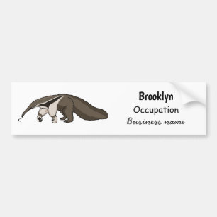 Anteater happy cartoon illustration  bumper sticker