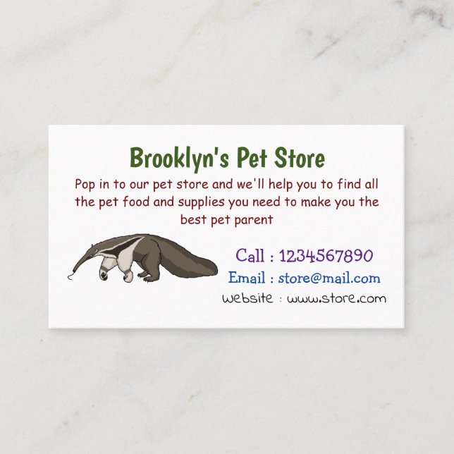 Anteater happy cartoon illustration  business card (Front)