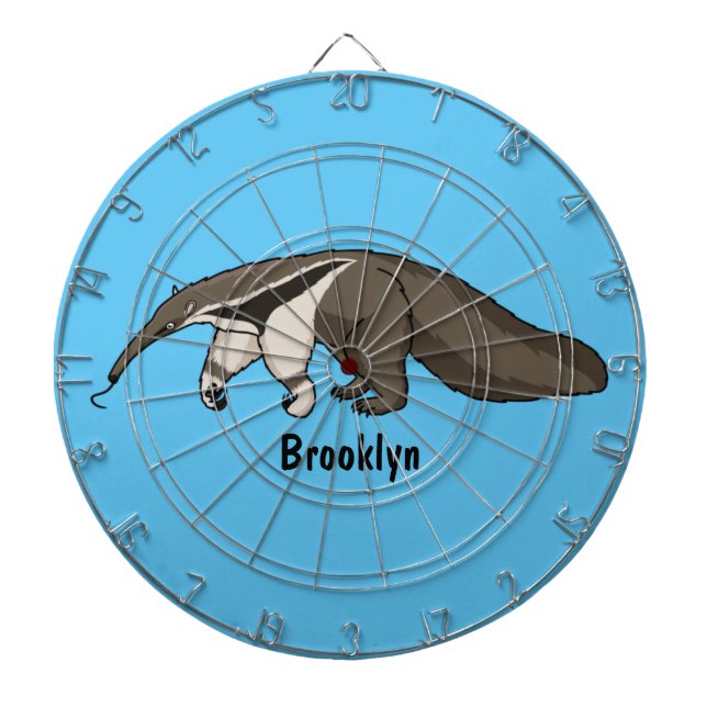 Anteater happy cartoon illustration dartboard (Front)