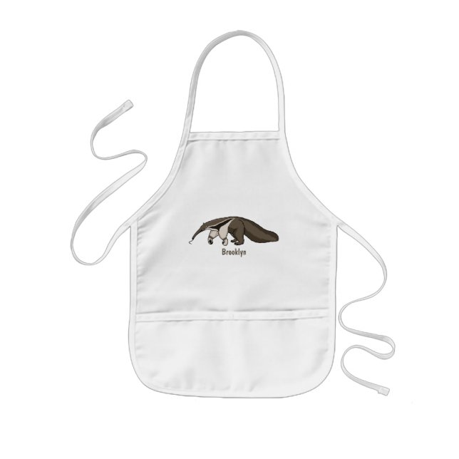 Anteater happy cartoon illustration kids apron (Front)