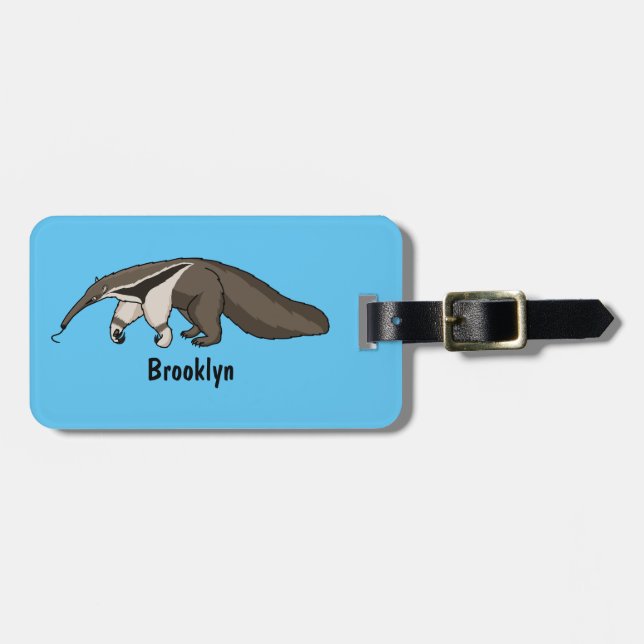 Anteater happy cartoon illustration  luggage tag (Front Horizontal)