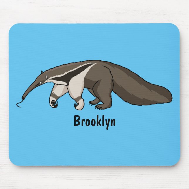 Anteater happy cartoon illustration mouse mat (Front)