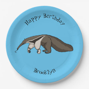Anteater happy cartoon illustration paper plate
