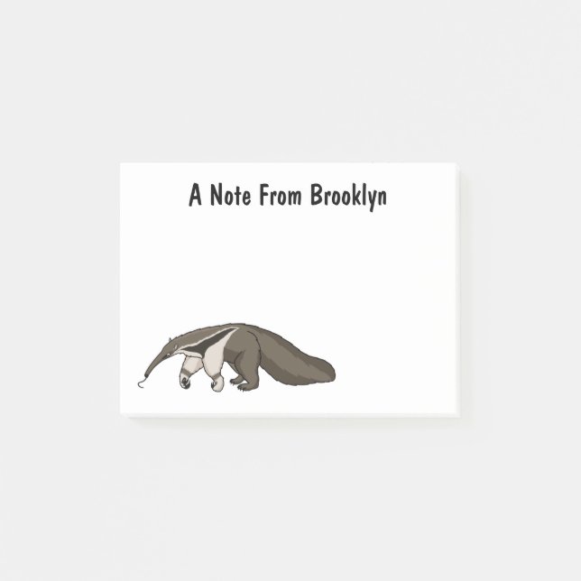 Anteater happy cartoon illustration post-it notes (Front)