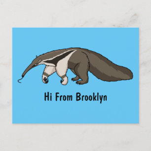 Anteater happy cartoon illustration postcard