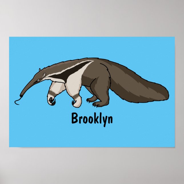 Anteater happy cartoon illustration poster (Front)