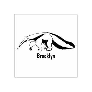 Anteater happy cartoon illustration  rubber stamp