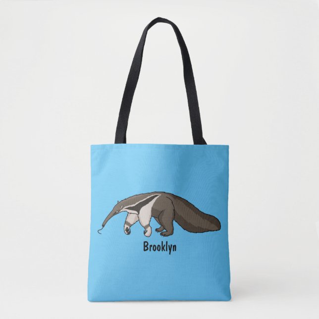 Anteater happy cartoon illustration  tote bag (Front)