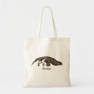 Anteater happy cartoon illustration tote bag