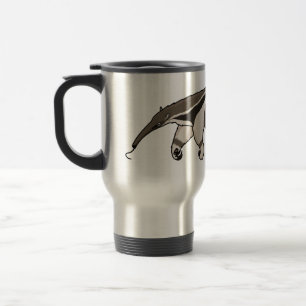 Anteater happy cartoon illustration  travel mug