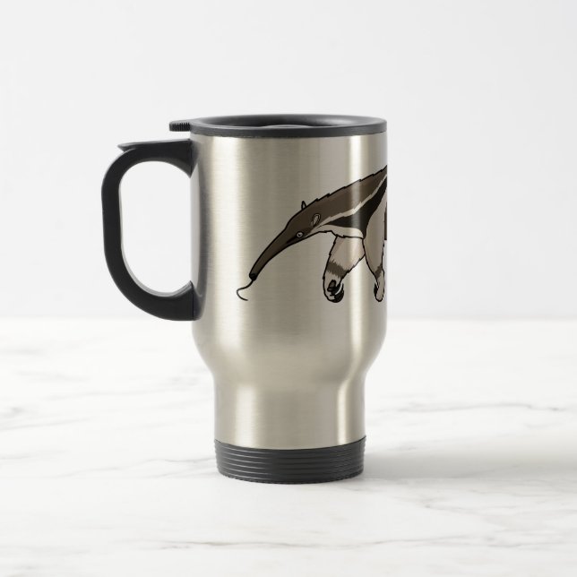 Anteater happy cartoon illustration  travel mug (Left)