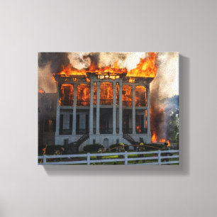 Antebellum Mansion Fire erupts Nottoway Resort Canvas Print