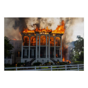 Antebellum Mansion   Fire erupts Nottoway Resort Poster