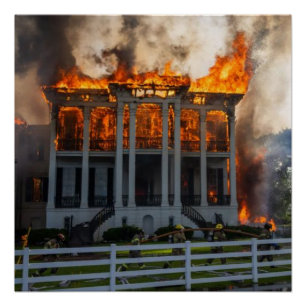 Antebellum Mansion   Fire erupts Nottoway Resort Poster
