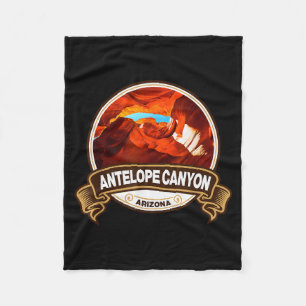 Antelope Canyon Arizona Landmark Badge Vintage  Fleece Blanket