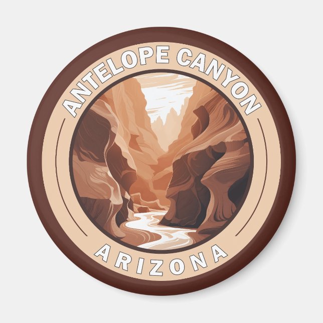 Antelope Canyon Arizona Retro Badge Magnet (Front)