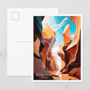Antelope Canyon Arizona Travel Illustration Postcard