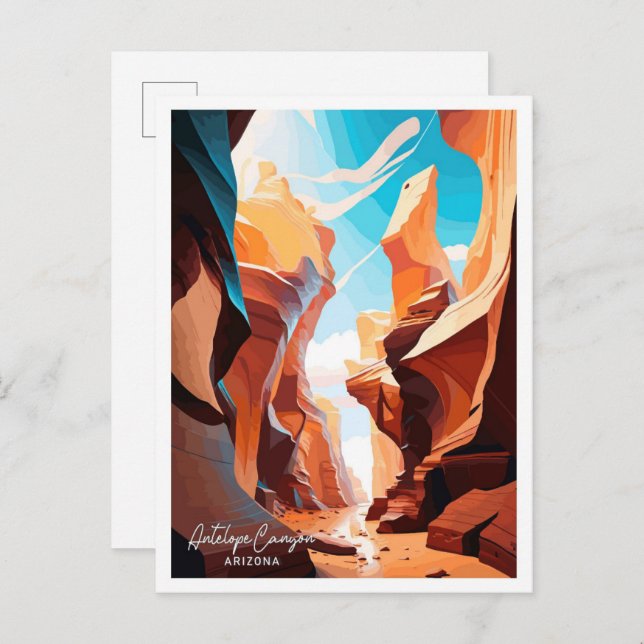 Antelope Canyon Arizona Travel Illustration Postcard (Front/Back)