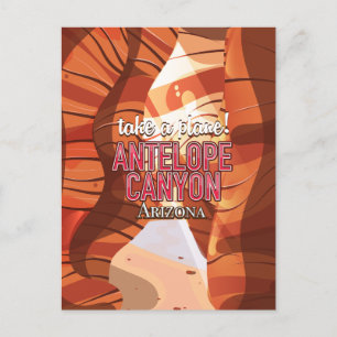 Antelope Canyon Arizona travel poster. Holiday Postcard