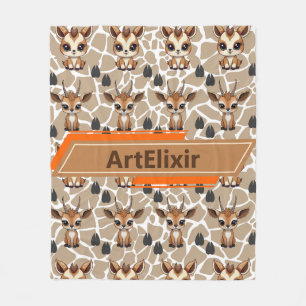 Antelope Cute Baby Kawaii Brown Print Fleece Blanket