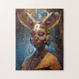 Antelope Headdress Science Fiction Cyberpunk Jigsaw Puzzle