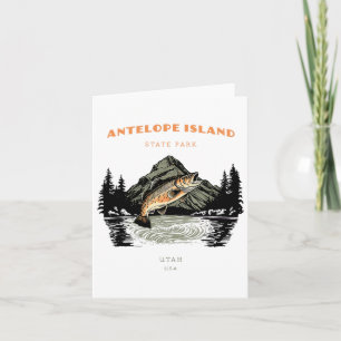 Antelope Island State Park Utah Retro Vintage Fish Card