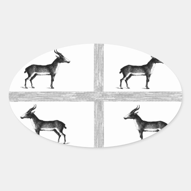 Antelope vintage pattern oval sticker (Front)