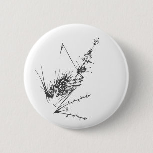 Antenna Black White Abstract Tribal Tattoo Art 6 Cm Round Badge