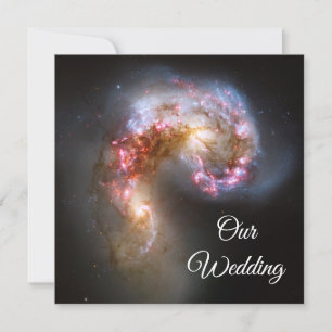 Antennae Galaxies Pink Stars Cosmic Wedding Invitation