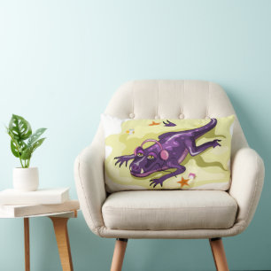 Anteosaurus Sunbathing With Headphones. Lumbar Cushion