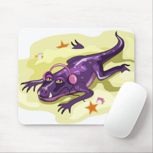 Anteosaurus Sunbathing With Headphones. Mouse Mat