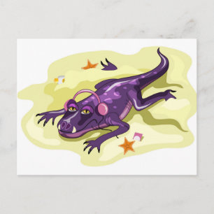 Anteosaurus Sunbathing With Headphones. Postcard