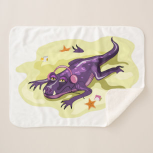 Anteosaurus Sunbathing With Headphones. Sherpa Blanket
