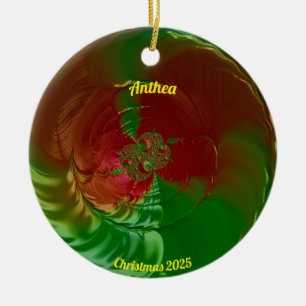 ANTHEA ~ Glossy Red and Green Christmas 2025 ~ Ceramic Tree Decoration