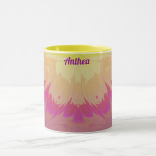 ANTHEA ~Zany 3D Fractal ~ Pink Purple Blue Yellow Mug