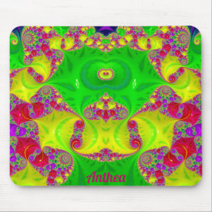 ANTHEA ~ Zany Hot Cerise, Yellow, Red and Green  Mouse Mat