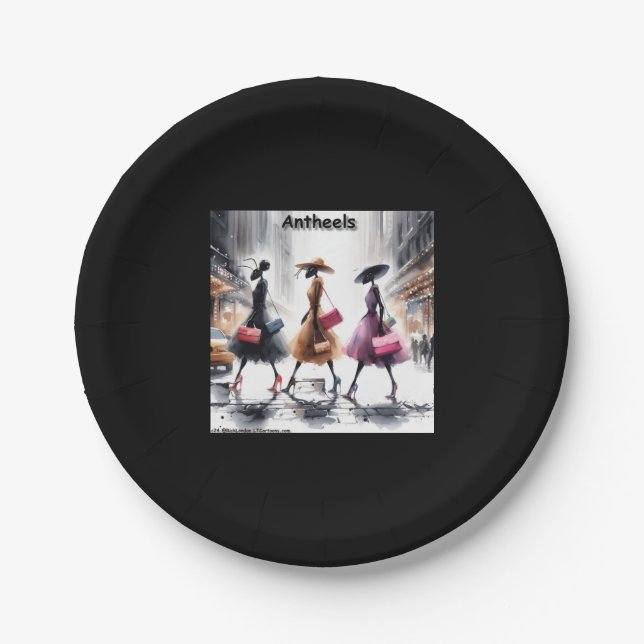 Antheels Of NYC Fashion Ants Arriving From Anthill Paper Plate (Front)