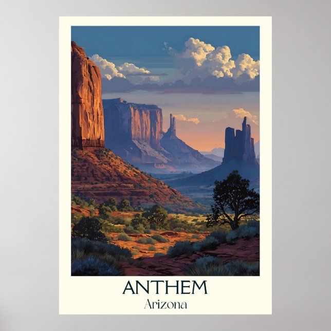 Anthem Arizona Vintage Travel Poster | Retro Canyo (Front)
