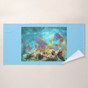 Anthias - Colourful school of fish at coral reef Bath Towel