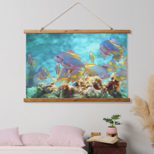 Anthias - Colourful school of fish at coral reef Hanging Tapestry