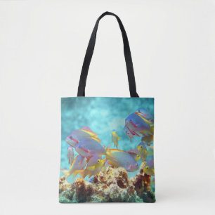 Anthias - Colourful school of fish at coral reef   Tote Bag