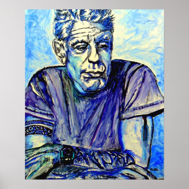 Anthony Bourdain Blue Poster (Front)