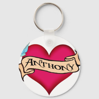 Anthony - Custom Heart Tattoo T-shirts & Gifts Key Ring