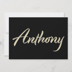 Anthony Name white gold Handwriting Card