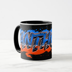 Anthony Vorname Name Graffiti blue orange Tasse Mug